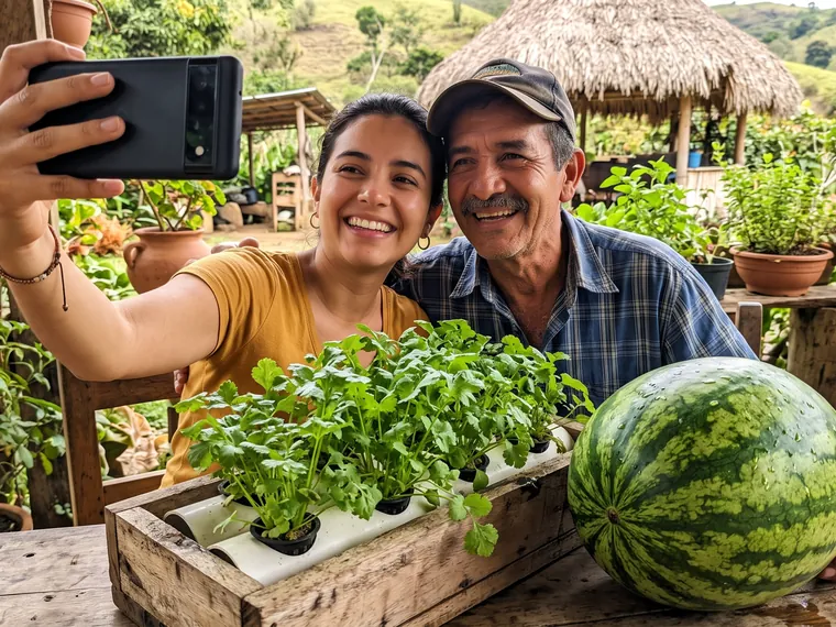 Huerta hidropónica montada en casa