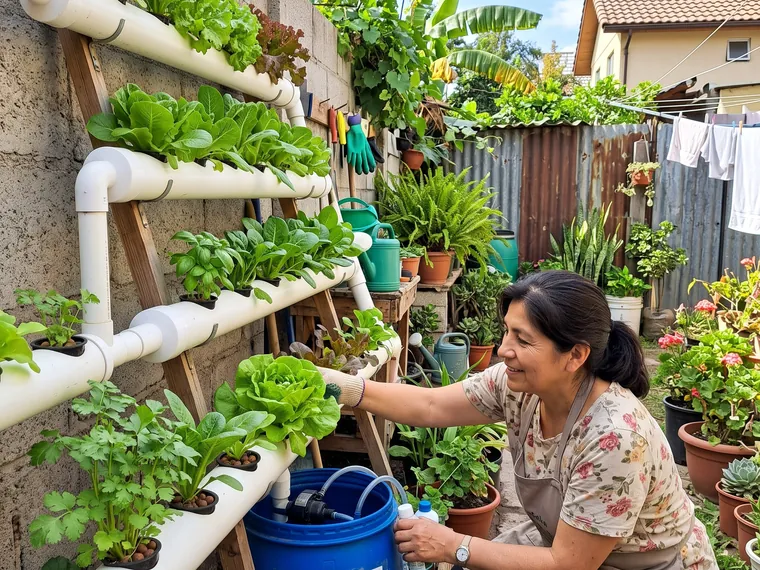 Sistema hidropónico en casa